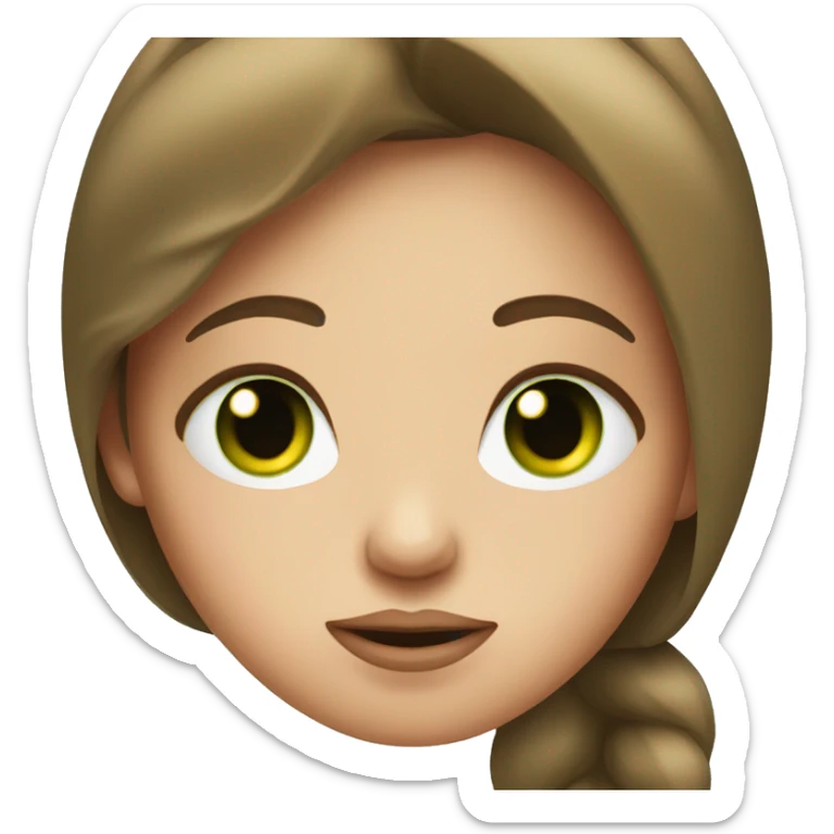 A girl with inflated lips and brown hair and green eyes  sticker
