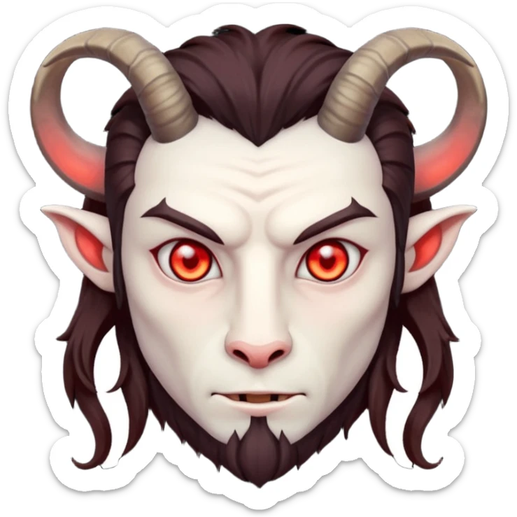 Evil, shadowie Male lord with Red glowing eyes and Long darkBrown Hair and goat beard sticker