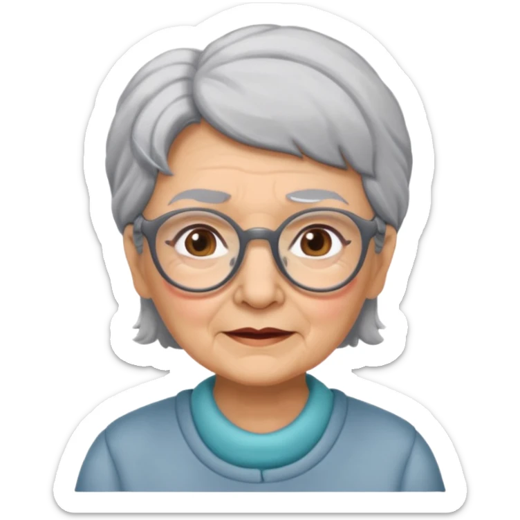 grandmother with glasses and gray hair, grizzle sticker