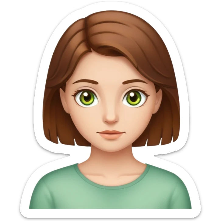 brown-haired girl indoors portrait with hazel green eyes sticker