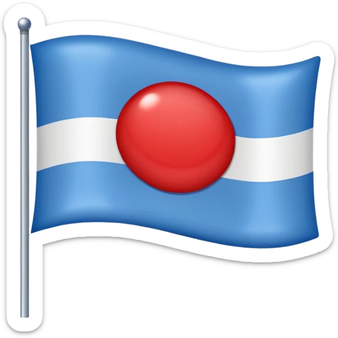 flag was 2 lien blue up and down like israel flag and 
 Red circle 
 In the middle like  Japan flag
 sticker