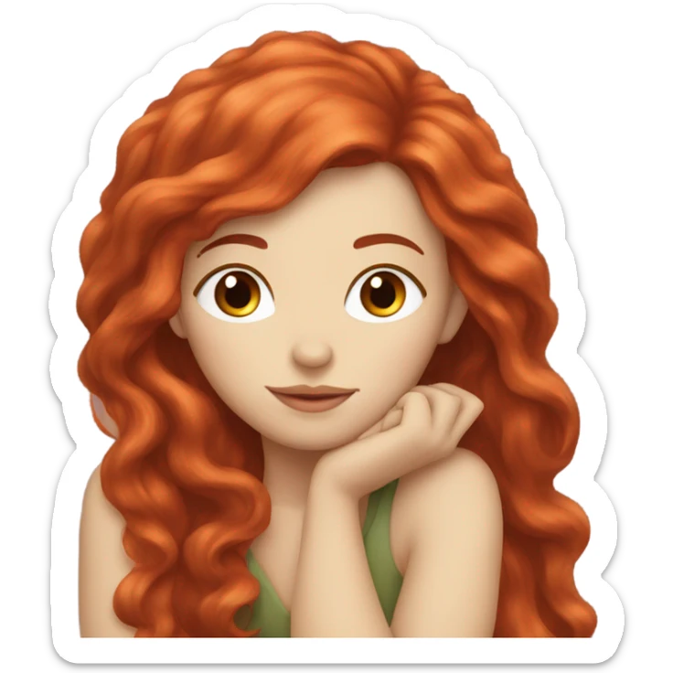 fair skin girl with long red hair sleep sticker