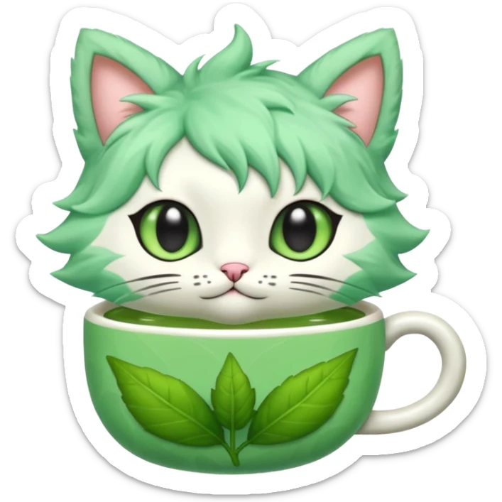 Toony Chibi Kawaii Minty Leaf Juicy Feline Fluffy Tea Sprigatito-Fakémon-creature sticker