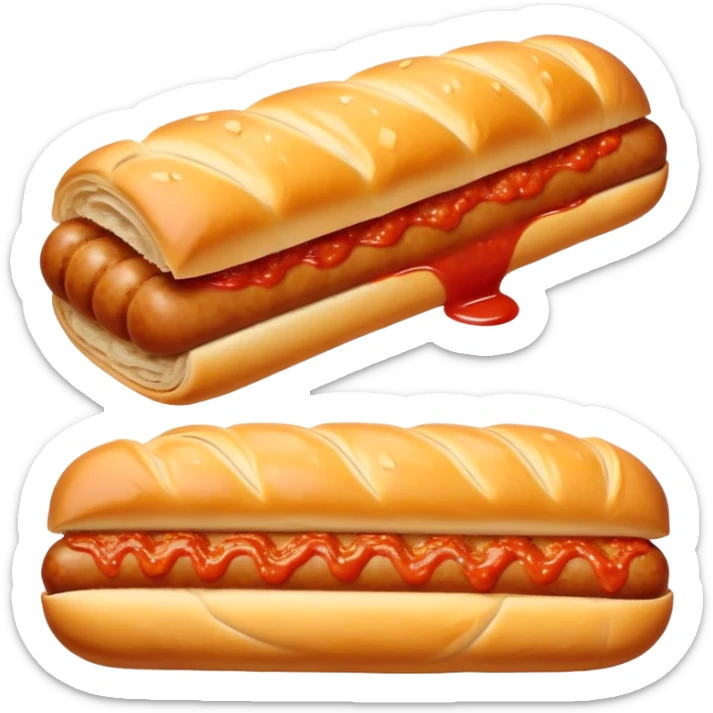 a sausage roll with a line small amount of tomatoe sauce on top sticker