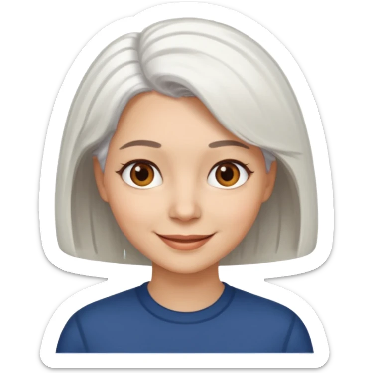 white haired woman with bob hair light skin brown eyes sticker