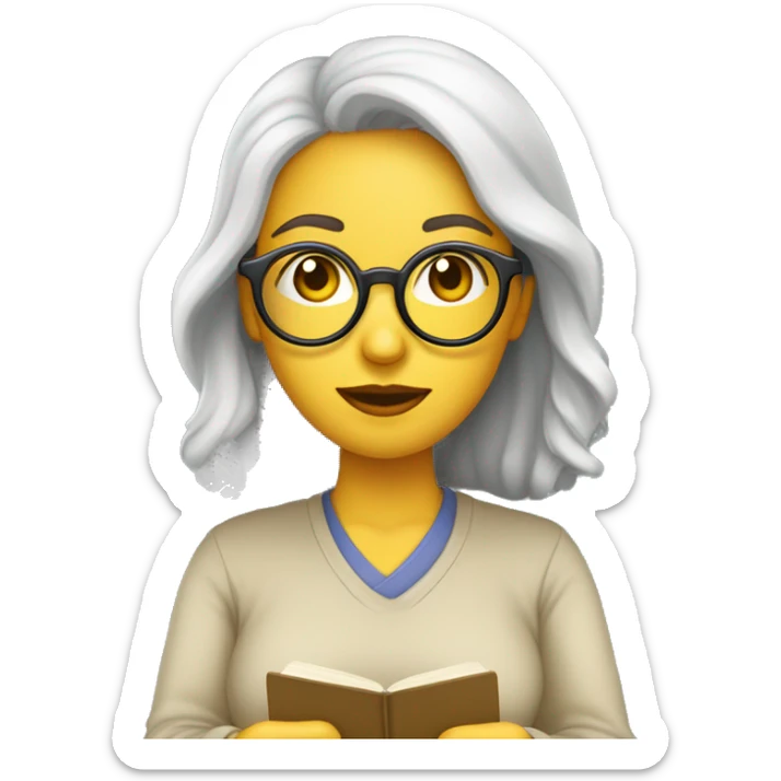 Mulher psicologa de sueter usando oculos anotando no caderno sticker