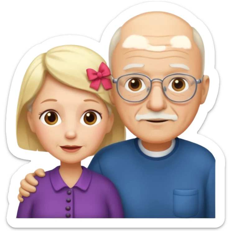 Pareja de abuelos el abuelo calvo y la abuela rubia  sticker