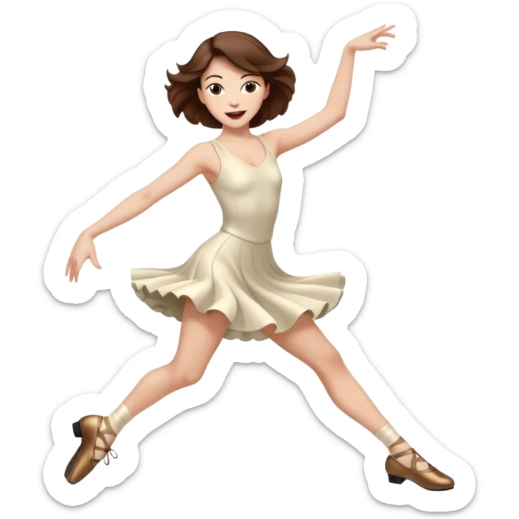 Jazz dancer white with brown hair wearing jazz shoes  sticker