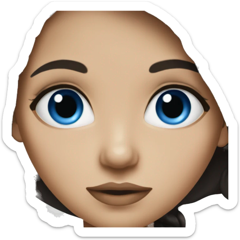 dark brunette girl, pretty lips, blue eyes, long hair sticker