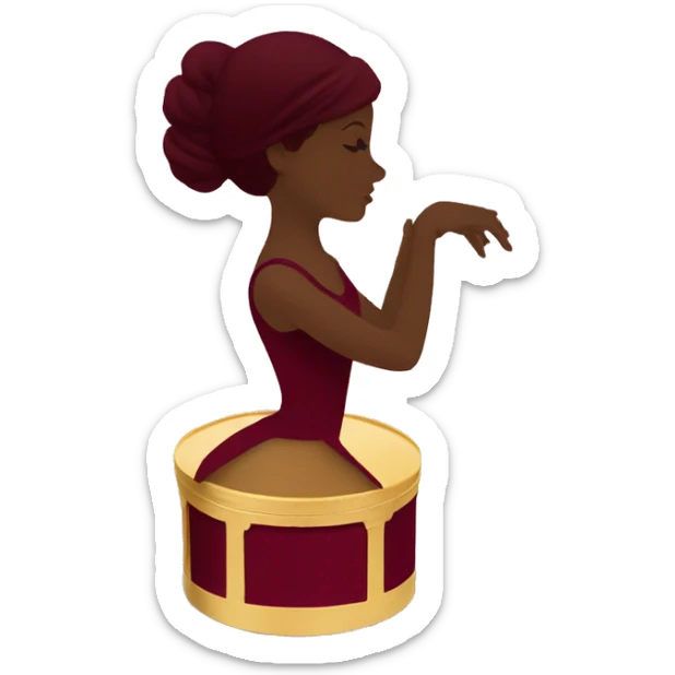 burgundy music box with a silhouette of a ballerina sticker