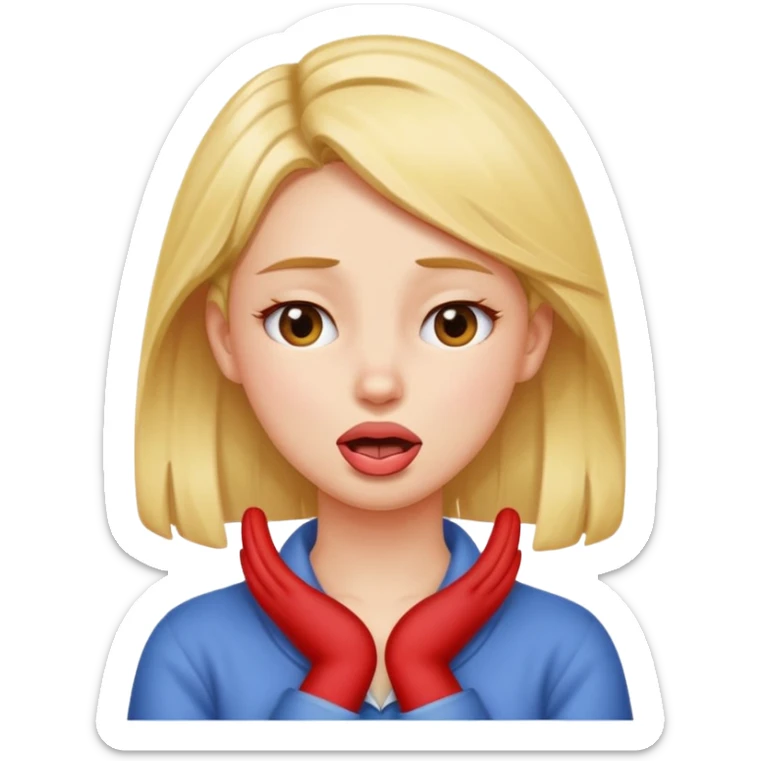 girl with hands crossed on her neck squinting her eyes with her tounge out sticker