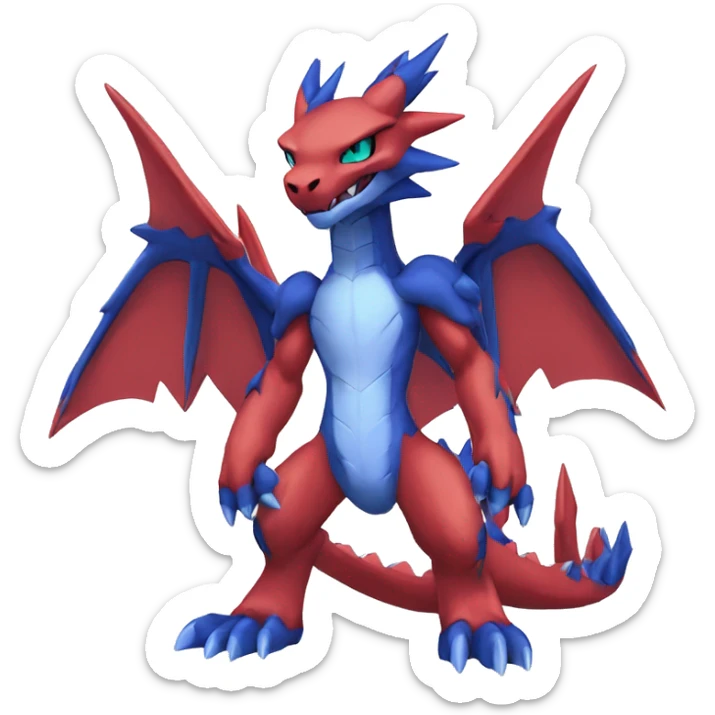  Cool Edgy Red Blue Digimon-Fakemon-Guilmon-Dragon full body sticker