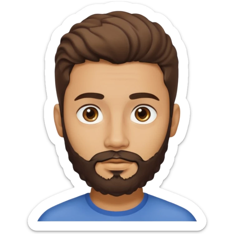 young lightskin Pakistani man with sculpted beard wavy short hair and almond shaped eyes brown and thick eyebrows sticker