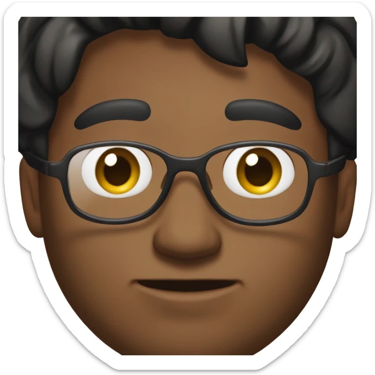 a brown boy with black hair and light beard and also wearing a glass peeking behind from a laptop sticker