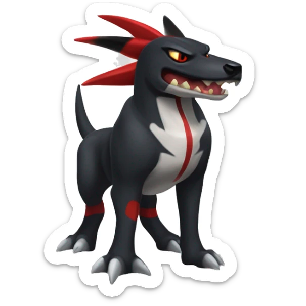 Black Cool Edgy Nargacuga-Houndoom-Garchomp Fakémon  with White and Red Edgy markings sticker