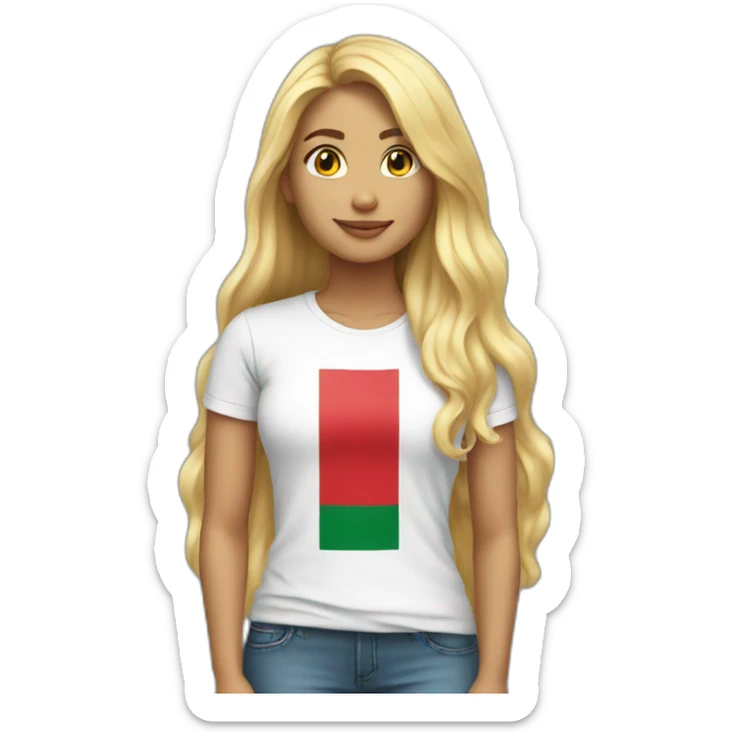 Blonde long hair woman with a mexican flag tshirt sticker
