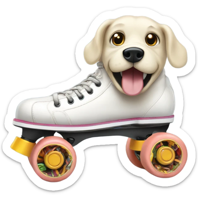 Dog made of worms giving advice to anamorphic roller skate  sticker
