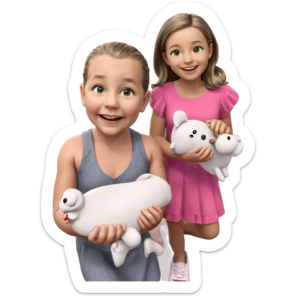 smiling girl in pink dress sticker