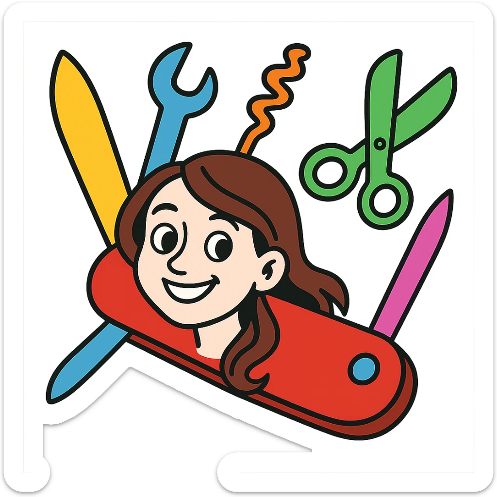 Make the woman more pale while keeping the cartoonish style and vibrant colors. sticker