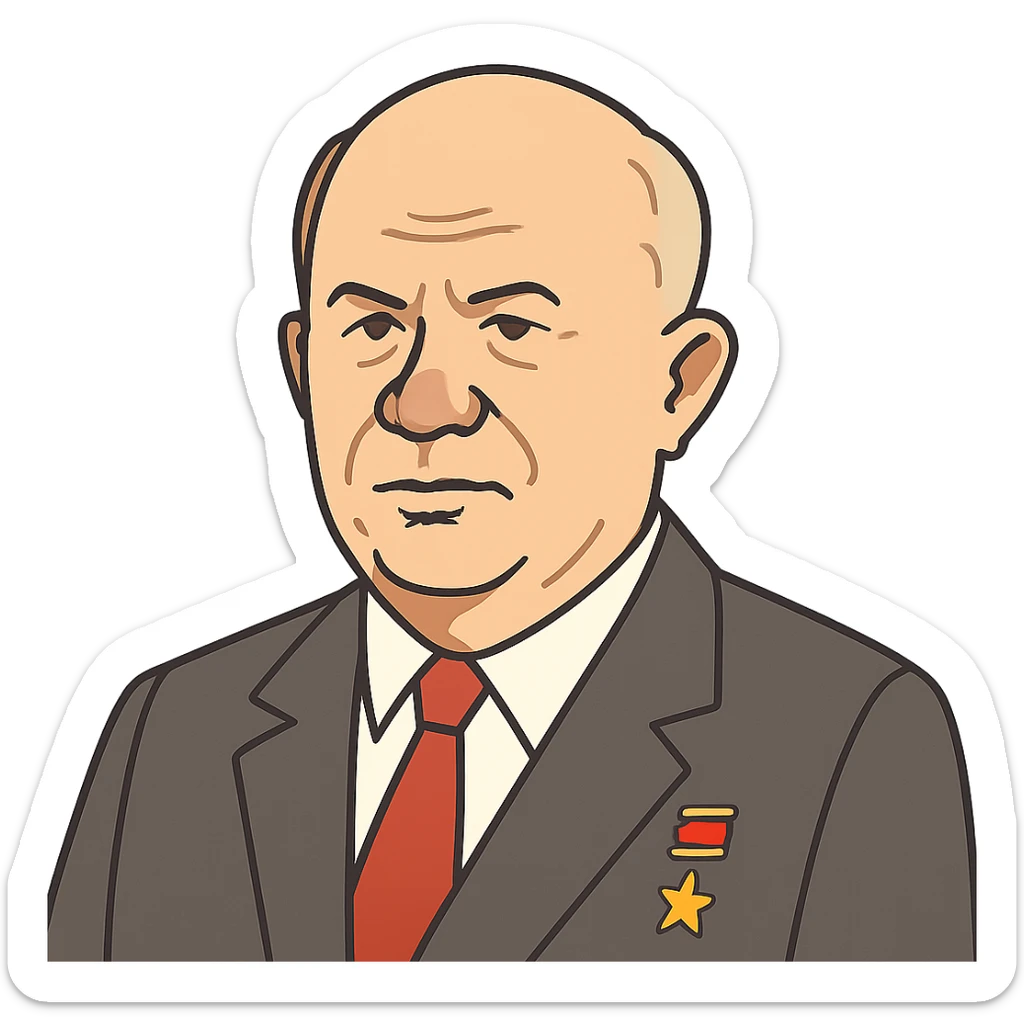 flat toon style portrait of Nikita Khrushchev sticker