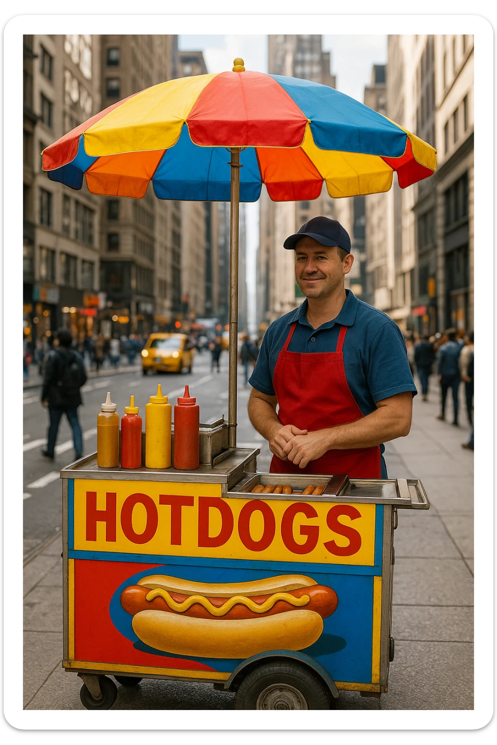 hotdog seller in New York with cart sticker