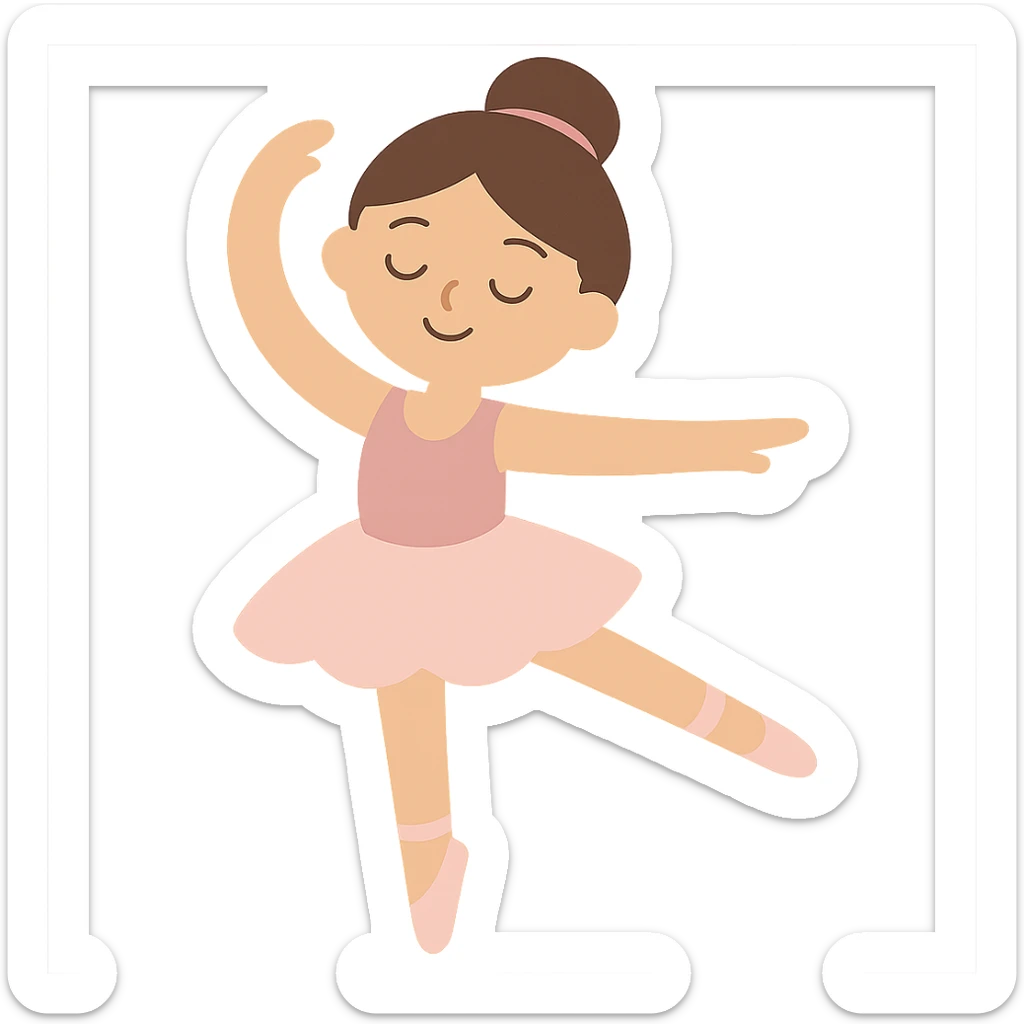 flat toon style ballerina girl, simple shapes, pastel colors sticker