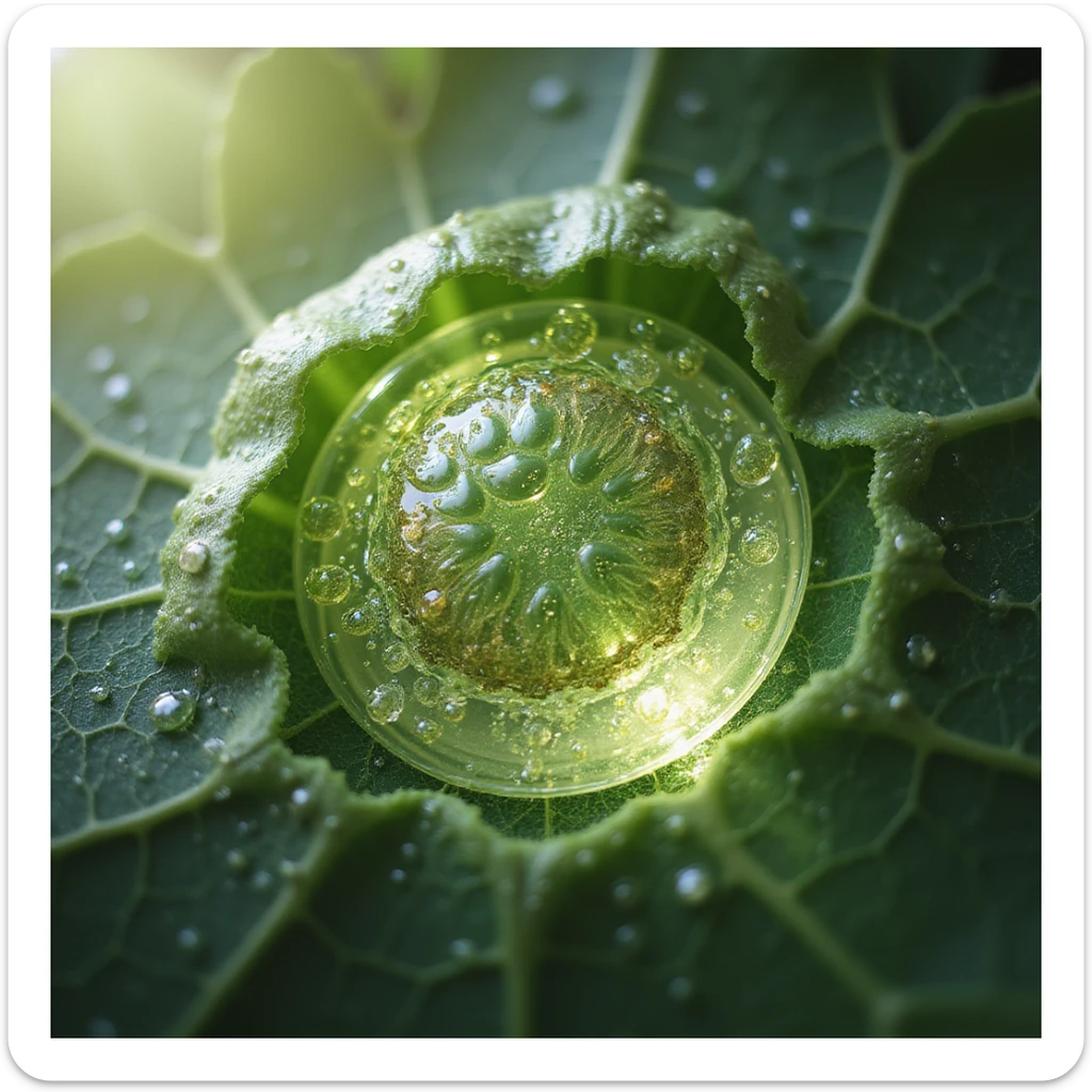 realistic chloroplast at the cellular level showing the process of photosynthesis inside the leaf, no background, transparent sticker