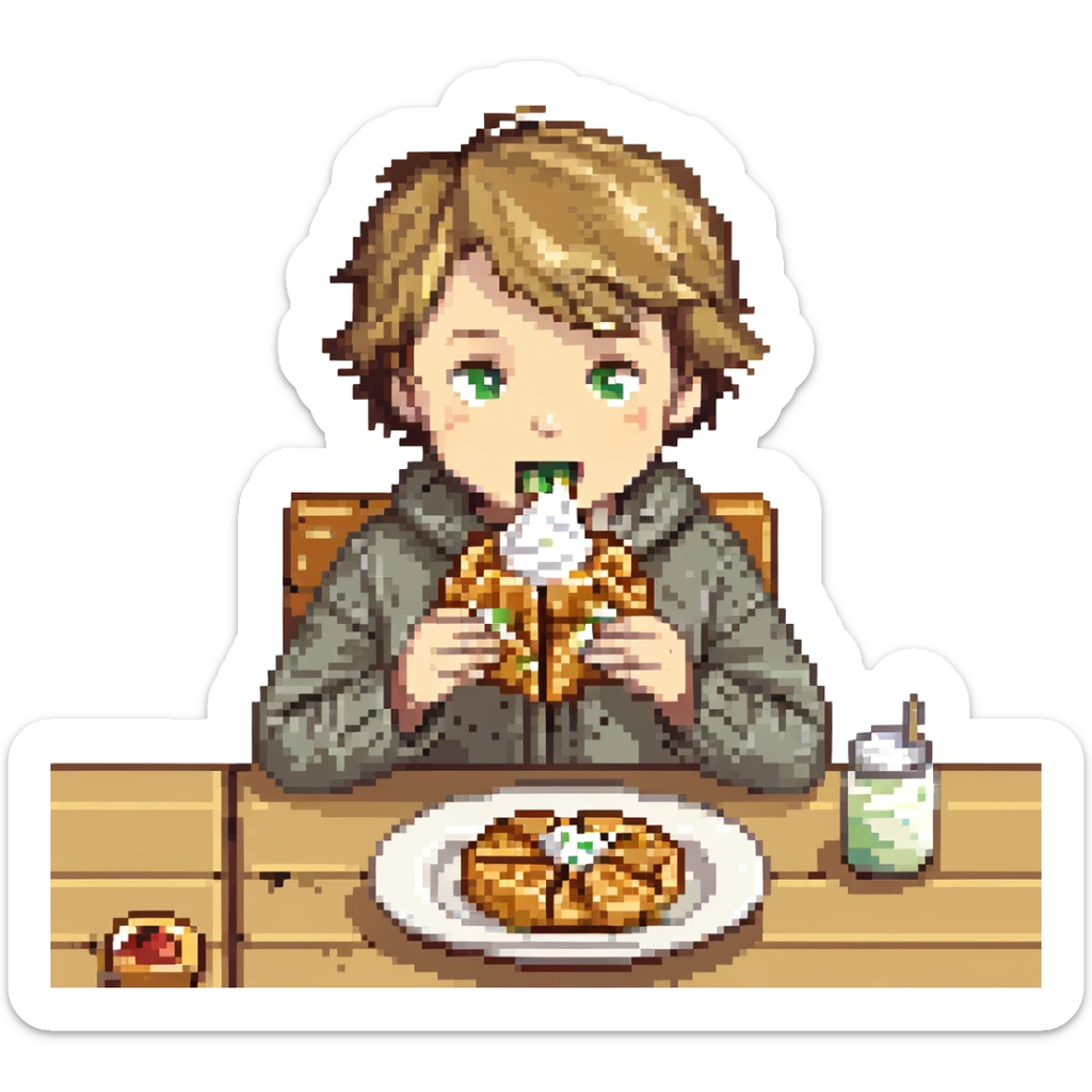 A boy named Maxim who loves to eat waffles with sour cream sticker