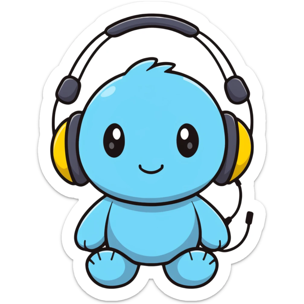 Sprunki character from Incredibox, fun cartoon mascot with big headphones sticker