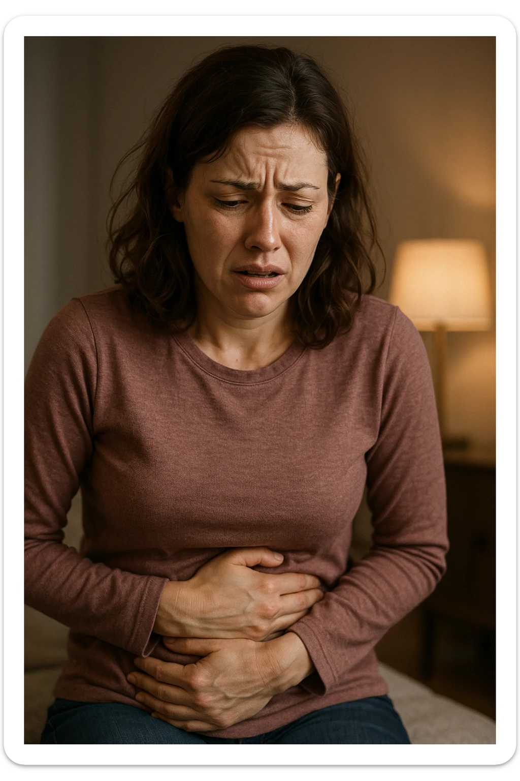 donna che sta male a seguito di un evento spiacevole successo, ha problemi intestinali sticker