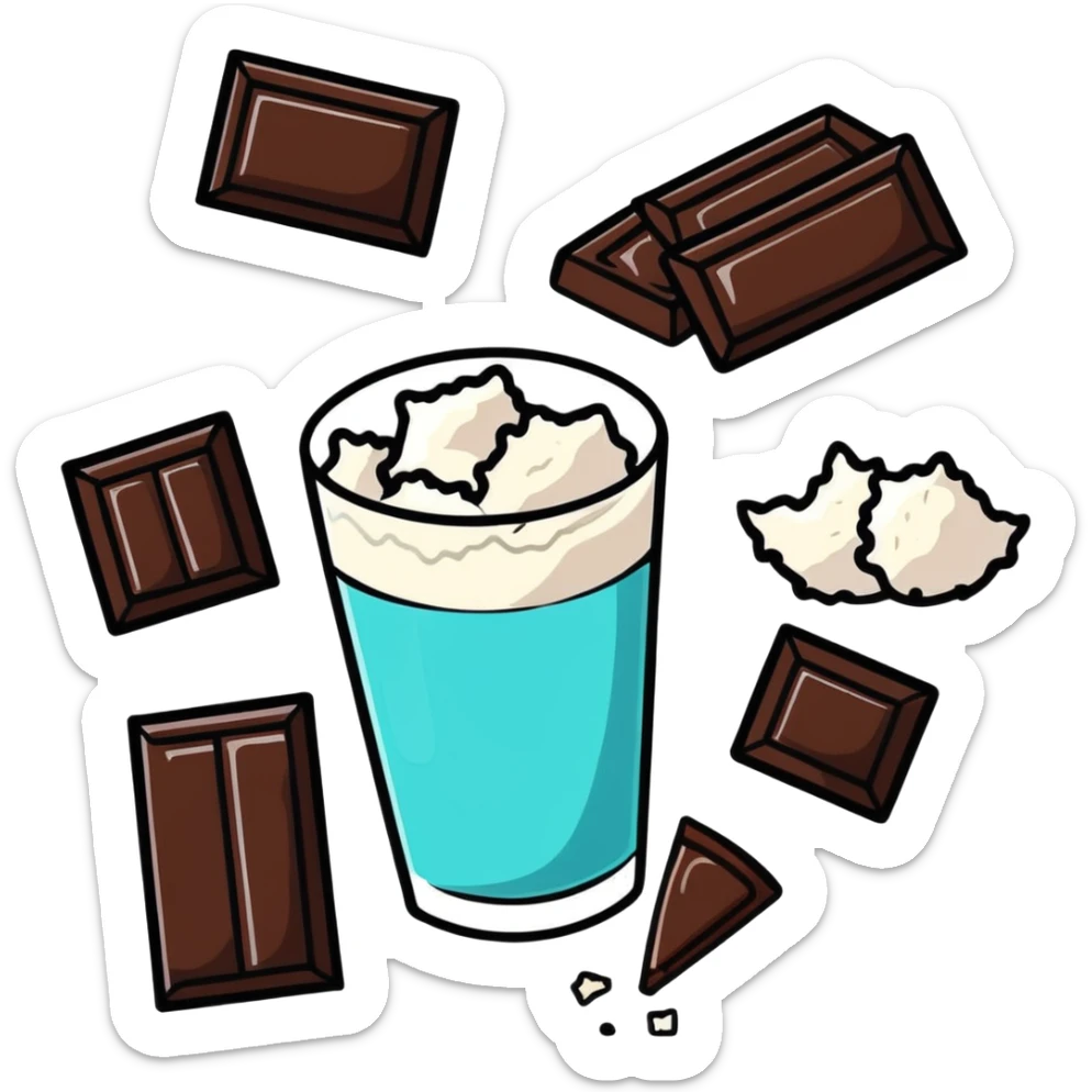 A piece of dark chocolate with sea salt crystals sprinkled on top sticker