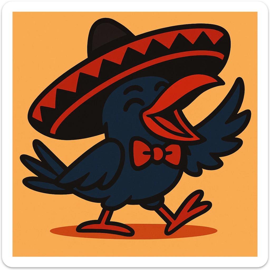 Change the sombrero to black and red, keep the cartoon festive look. sticker