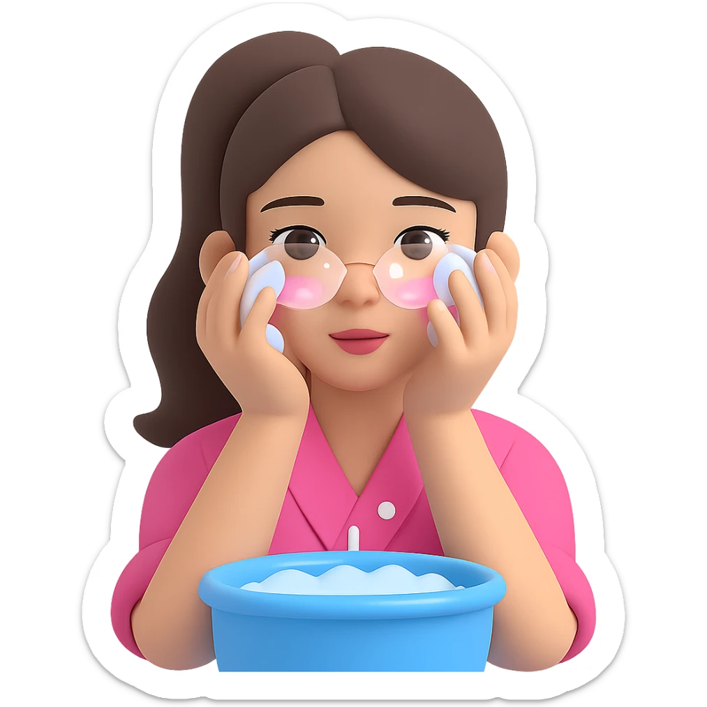 Edit the image of a girl washing her face with bubbles, ponytail hairstyle, same style as the original, with no background. sticker