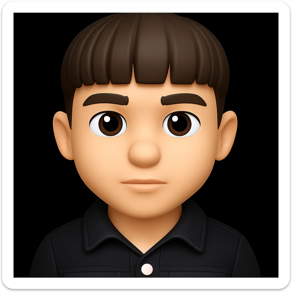 Change the boy's outfit to a black denim jacket with white buttons, keeping the 3D emoji style unchanged. The style should resemble Microsoft style 3D fluent emojis with a polished and dimensional look. sticker