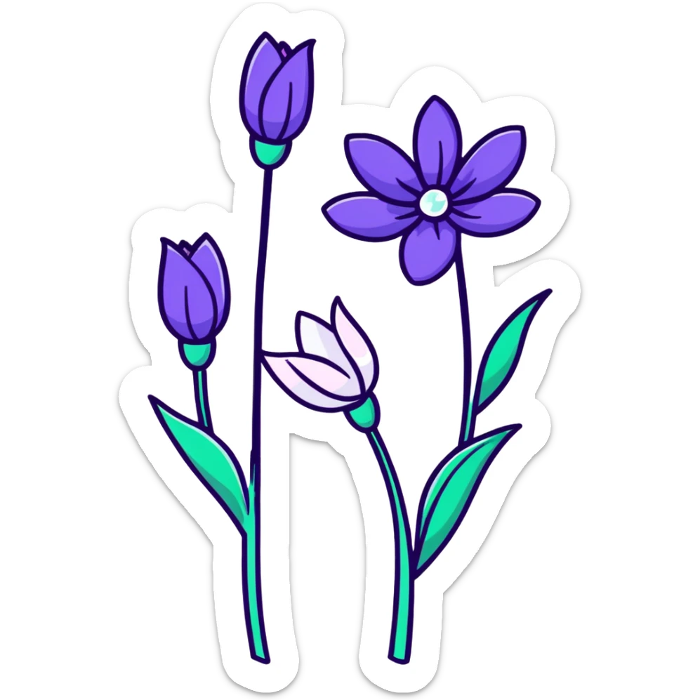 Wedding Crasher strain, hybrid cannabis with purple flowers and white crystals sticker