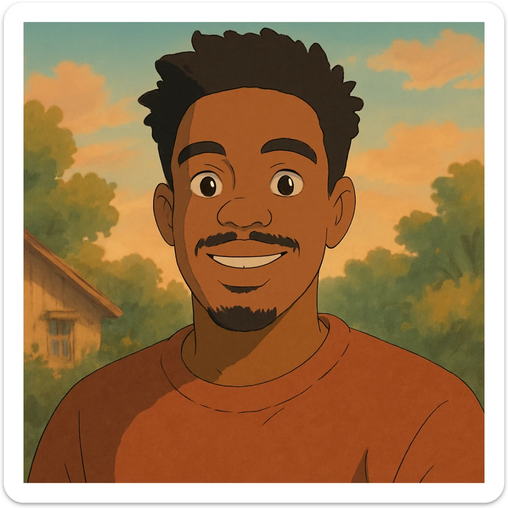 Jalen in Ghibli style, warm and expressive, soft colors sticker