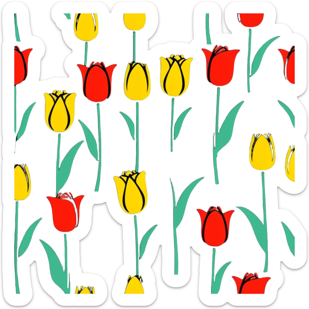 primary color tulips - red, blue, and yellow tulip flowers sticker