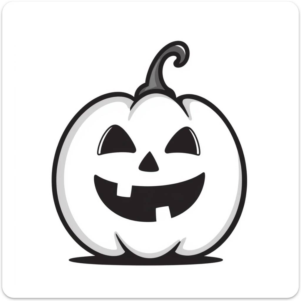A Halloween jack-o-lantern pumpkin with a carved face in pastel colors (dd9fb0, ffc6d3, a3bfc9, c4bee2, f1b091), hand-drawn doodle style sticker