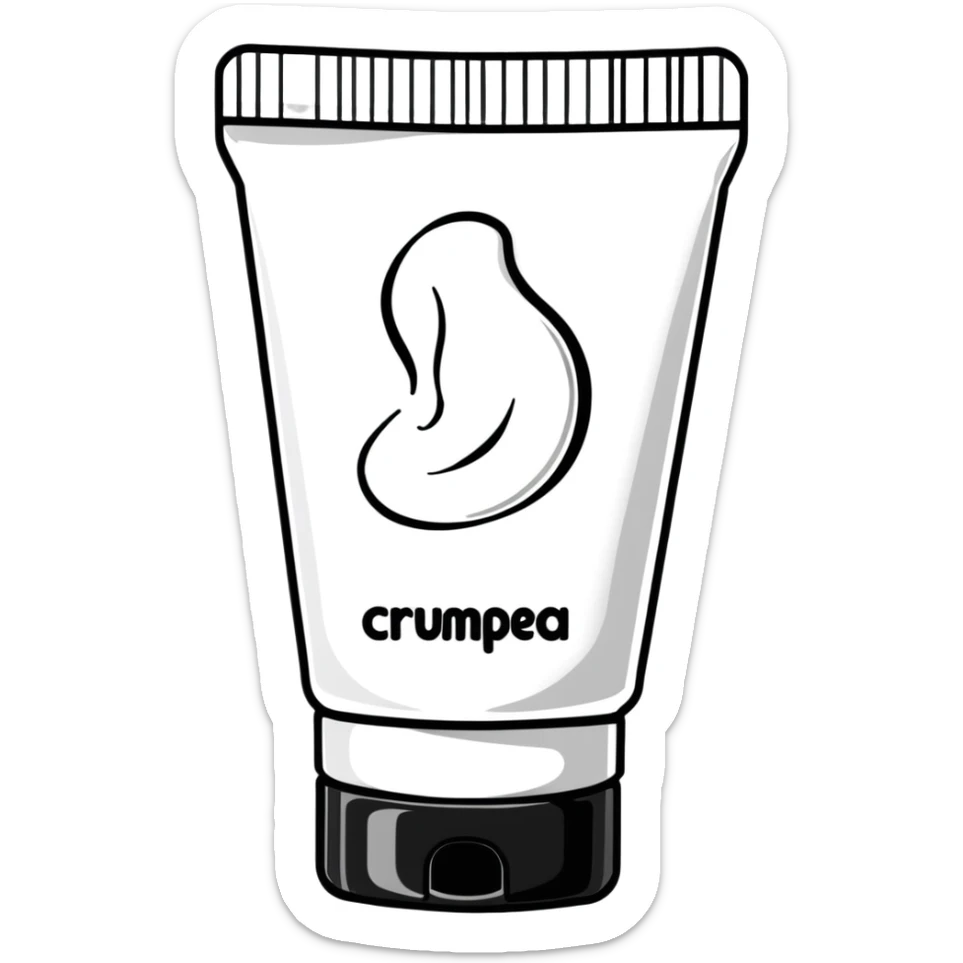 crumpled empty hand cream tube, flattened and wrinkled, cap on, no cream left sticker