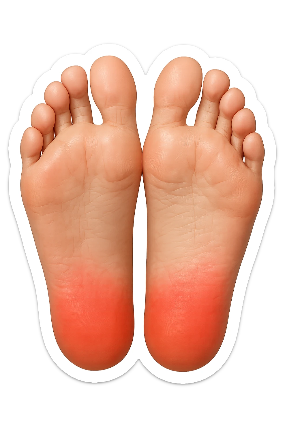 Piede con rossore sotto la pianta focus sulle punte dei piedi sticker
