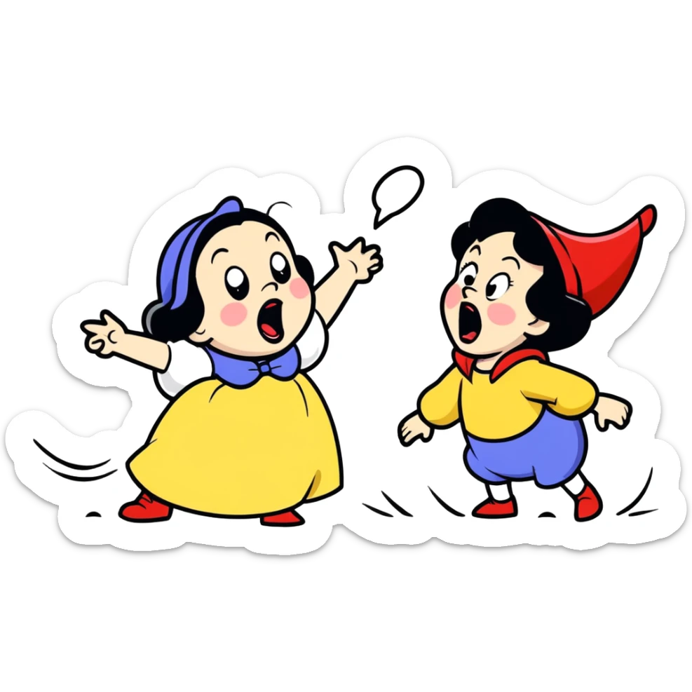 Create snow white yelling at dopey dwarf (animation characters) sticker