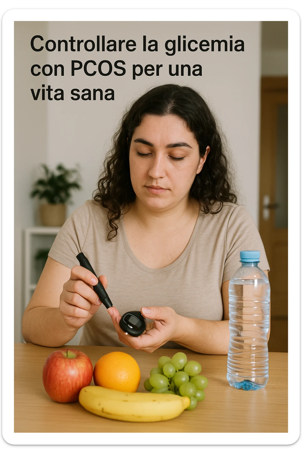 Donna con pcos che regola la sua glicemia immagine realistiche in italiano sticker