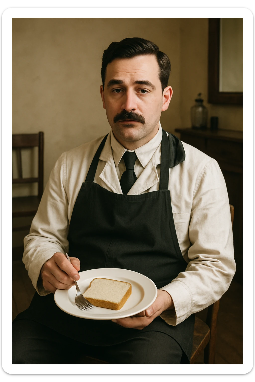 sartarosh xonada shunchaki tarelka v vilka ushlab utirsin tarelkada esa faqat non bulsin kayfiyati xam urtacha bulsin xursan bob ketmasin sticker