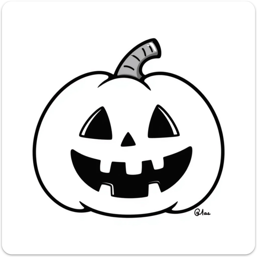 A Halloween jack-o-lantern pumpkin with a carved face in pastel colors (dd9fb0, ffc6d3, a3bfc9, c4bee2, f1b091), hand-drawn doodle style sticker