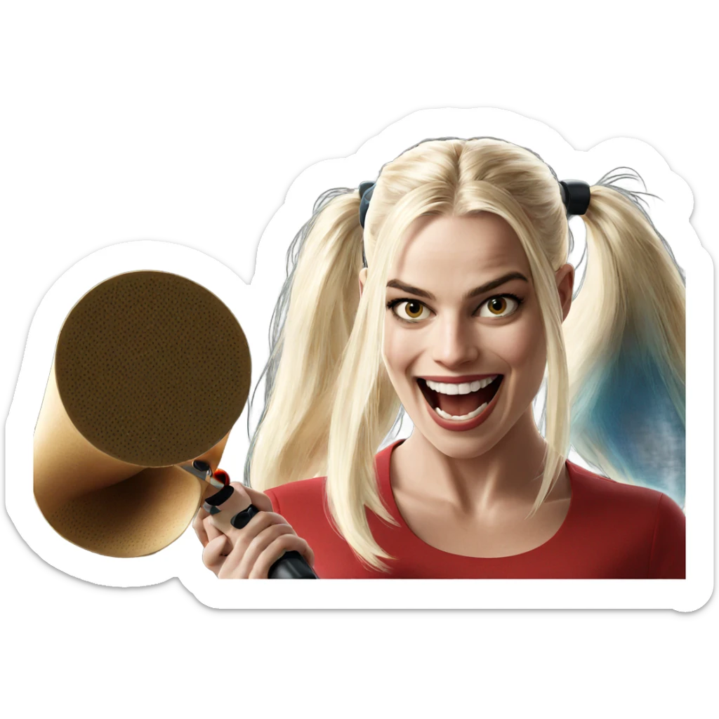 smiling blonde with megaphone sticker