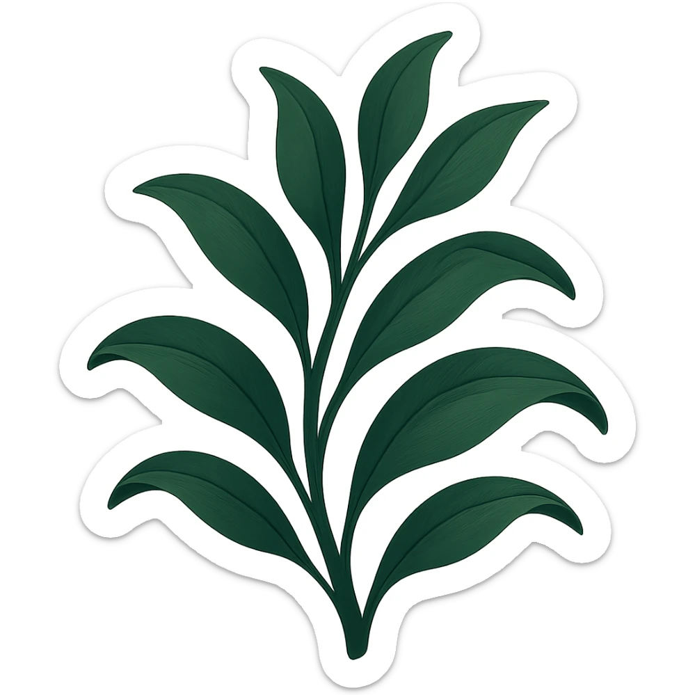 dark green organic plant, stylized, smooth lines, rich green tones, no background sticker
