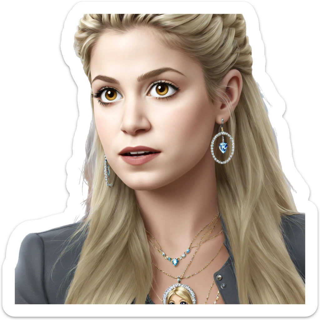 blonde girl with jewelry portrait sticker