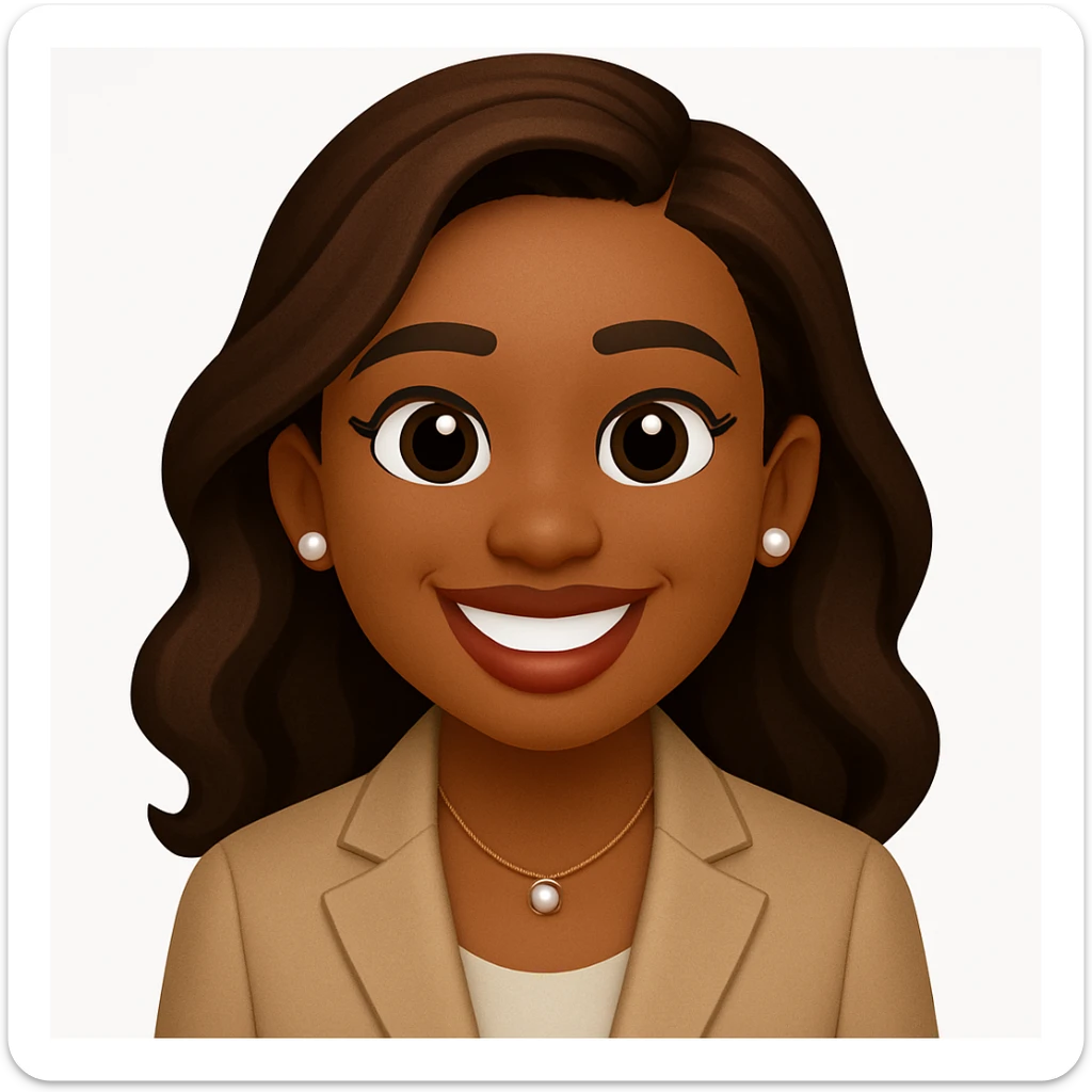 turn the second man in emoji style of the 1st image, match the facial features and match dressing style of the 2nd image, she is wearing suit sticker