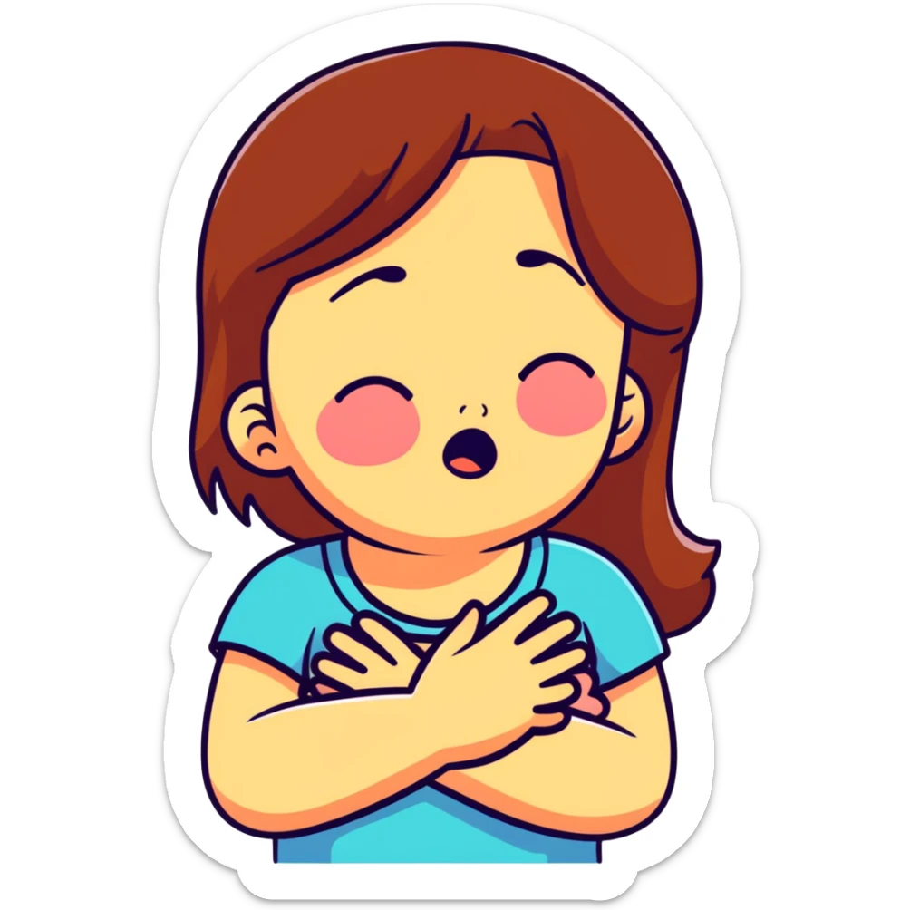 a girl crying in pain holding her chest, heartbreak, emotional pain sticker