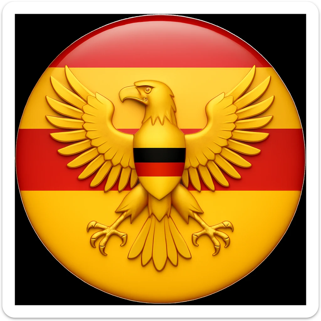 Edit the image of the German flag by changing the eagle to gold color. Keep the design bold, clear, clean, and recognizable with no text. Maintain the original style and clarity of the eagle design. sticker